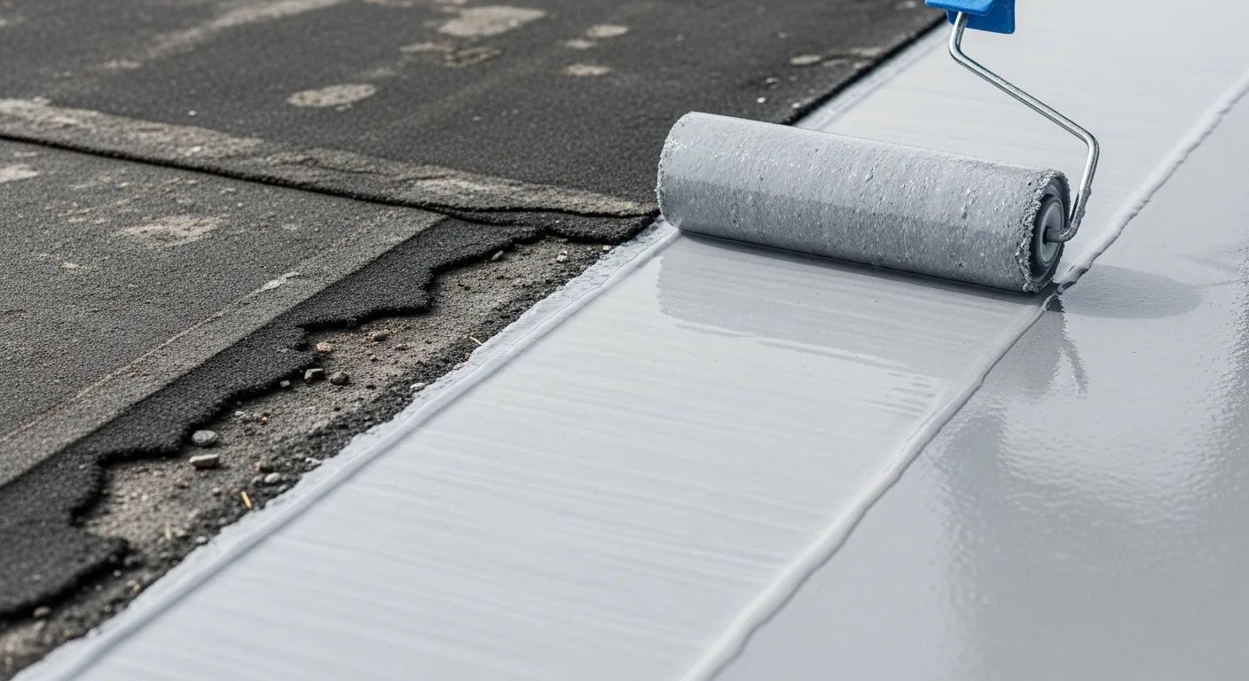 Liquid waterproofing applied beside existing felt